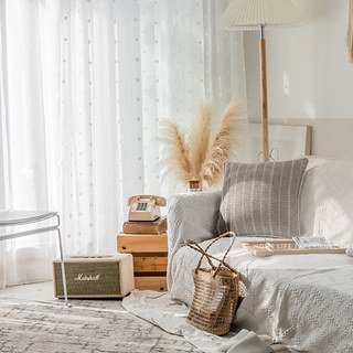 Fully Pom Pom Style blanc Dot Voile Rideau 5