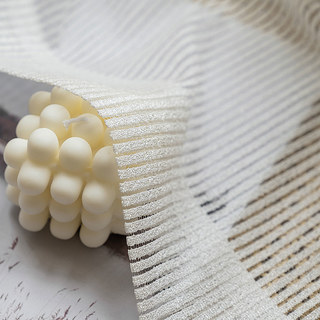 Moonstone Ivoire Blanc Texturé Rideau Voile à Rayures Blanches 5