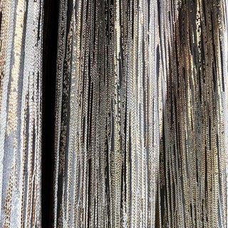 Stripes dorées Subtil Gris texturé et rideau rayé d'or 1