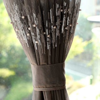 Brodé à deux feux perlé perlé perlé Rideau voilé gris 5