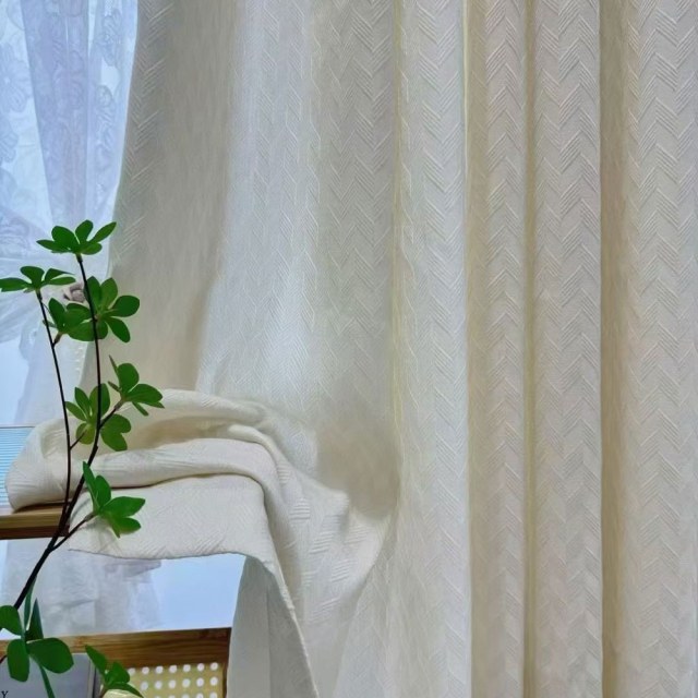Chevron Mist Crème géométrique Rideau voilé lourd 1