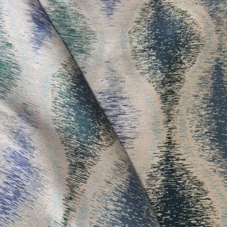Rideaux géométriques Ikat Ripples Bleu et Teal Ogee
