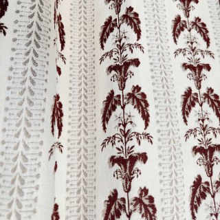 Rideau Chenille Floral Bordeaux Brun Rougeâtre à Rayures Héritage et Grammage Lourd 5
