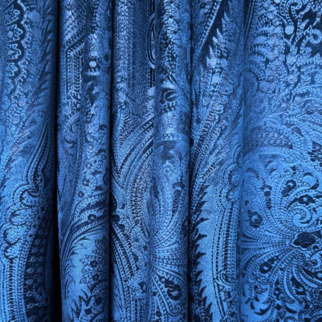 Royal Mirage Marine Bleu Marine Velours Rideau Damassé 1