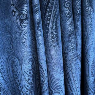 Royal Mirage Marine Bleu Marine Velours Rideau Damassé 3