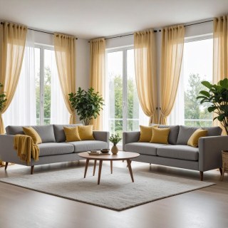 Smarties Champagne Jaune Rideau Voile Doux et Transparent 3