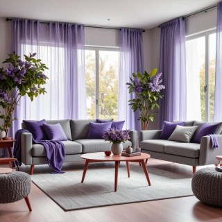Smarties Lilac Rideau Voile Doux et Transparent