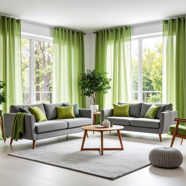 Smarties Vert Citron Rideau Voile Doux et Transparent 1