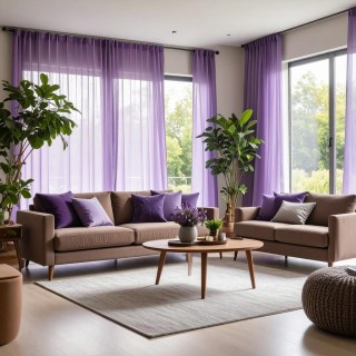 Smarties Violet Rideau Voile Doux et Transparent