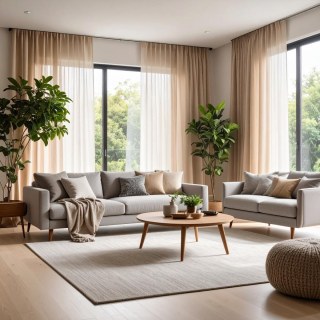 Smarties Sable Beige Rideau Voile Doux et Transparent