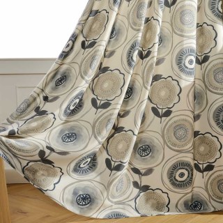 Danse circulaire multicolore Bleu Gris Mid Century Rideau floral moderne