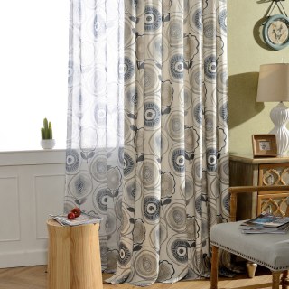 Danse du cercle Multicolore Rouge Mid Century Modern Floral Voile Rideau
