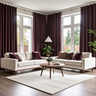 Double Plush Dusty Maroon Chenille Blackout Rideau occultant en chenille bordeaux foncé et moelleux 3