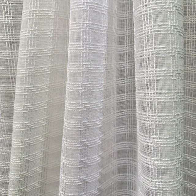 Rideau Voile Crème Style Lin Ethereal Grid 1