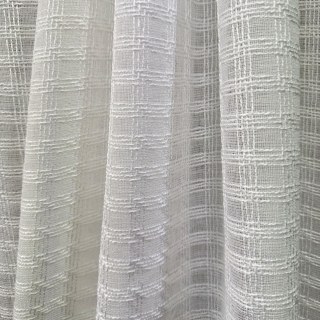 Rideau Voile Crème Style Lin Ethereal Grid 1
