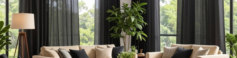 Noir Rideau en Voile