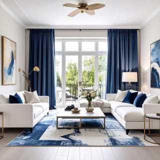 Rideaux de velours bleu marine lustré