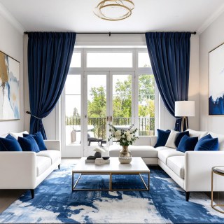 Rideaux de velours bleu marine lustré 2