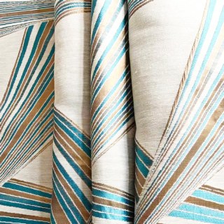 Prisme Axe Teal et or Géométrie Art Déco Rideaux 3