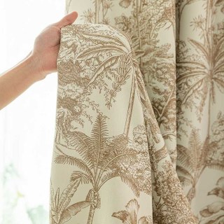 Tropica Vintage Mocha Brown Chenille Toile de Jouy Rideaux 4