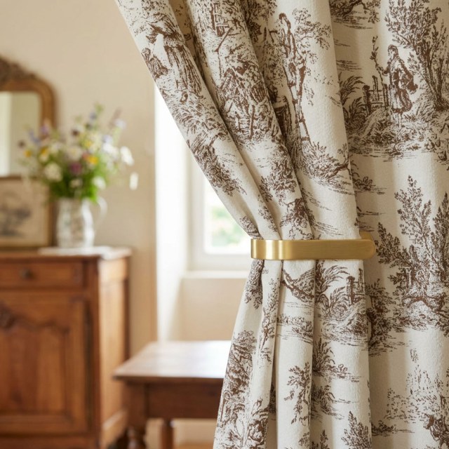 Amour Pastorale Marron Chenille Rideaux Toile de Jour 1