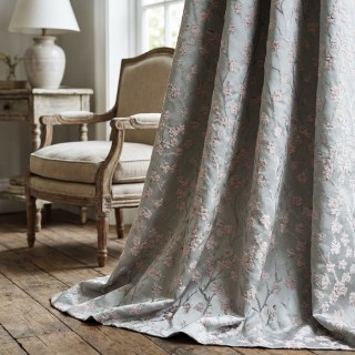 Fleurs de cerisier pastel rose & vert menthe rideau occultant en chenille