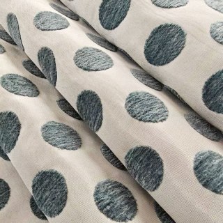 Dottie Délice Mid Century Modern Dusky Teal Polka Dot Chenille Rideau 7