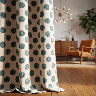 Dottie Délice Mid Century Modern Dusky Teal Polka Dot Chenille Rideau 3