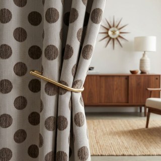 Dottie Délice Mid Century Modern Taupe Vert Polka Dot Chenille Rideau 2