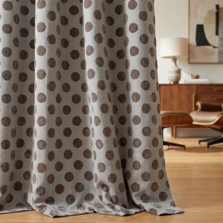 Dottie Délice Mid Century Modern Taupe Vert Polka Dot Chenille Rideau 3