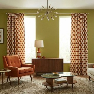 Dottie Delight Mid Century Modern Terracotta Orange Polka Dot Chenille Rideau 2