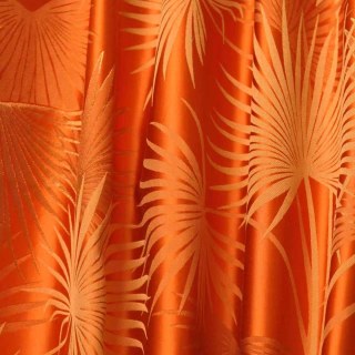 Fan Palm Silhouette Orange Satin Tropical Feuilles Rideau 5