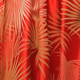 Fan Palm Silhouette Rouge Feuilles tropicales Rideau 1