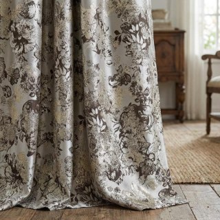 Rideaux jacquard beige crème Rêverie florale