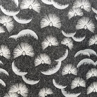 Fanburst Art déco Rideaux géométriques noirs et blancs 5