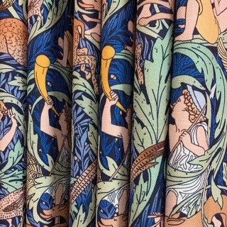 Forêt Orchestrale Marine Bleu Foncé Rideaux à Motif Floral Style Lin 4