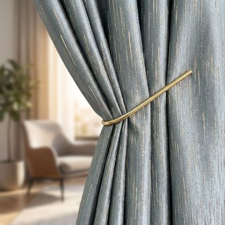 Gilded Stream Œuf Bleu Pâle Rideau avec Rayures Métalliques 2