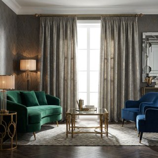 Feuilles de Ginkgo Rideau Art Déco Géométrique Luxe Champagne Gris Or 3