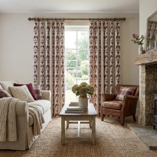 Rideau Chenille Floral Bordeaux Brun Rougeâtre à Rayures Héritage et Grammage Lourd 3