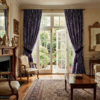 Le luxe du patrimoine Dark Purple Gilded Damask Rideau de velours 2