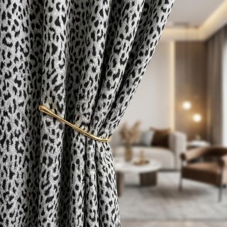 Rideaux jacquard à motifs léopard noir et blanc 3