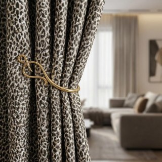 Leopard Spot Luxury Jacquard Or Brun Rideaux Imprimé Animal 2