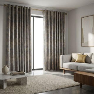 Lunar Gold Luxury Jacquard Abstrait Gris Floral Rideau 3