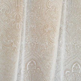Opulent Floral Luxe Jacquard Beige Crème Rideau de Damas 6
