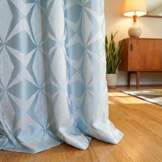 Pinwheel Prism Mid Century Modern Duck Egg Rideaux géométriques bleus