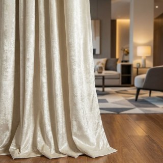 Rideau en velours texturé crème blanc cassé de qualité supérieure