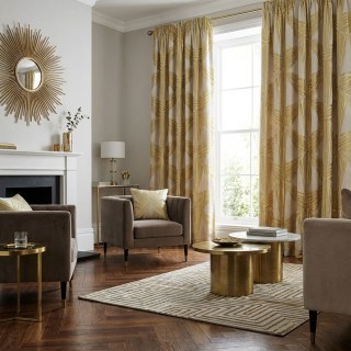 Prisme Axis Art Déco Rideaux géométriques jaune et or 3