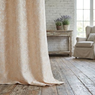 Crème Rose Reverie et Rideau floral en or 3D Jacquard
