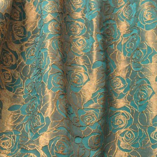 Rose Reverie Vert foncé et doré Rideau floral Jacquard 3D 4