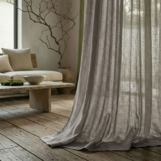 Wabi Sabi Pure Lin Flax Voile Gris Clair Rideau 2